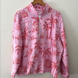 T by Talbots Pink and Red Floral Pullover SPF 50 1/4 zip size 2X summer beach